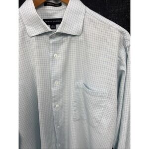 Jhane Barnes Shirt Men Size 15 1/2 32/33 Blue French Cuff Button Up Long Sleeve
